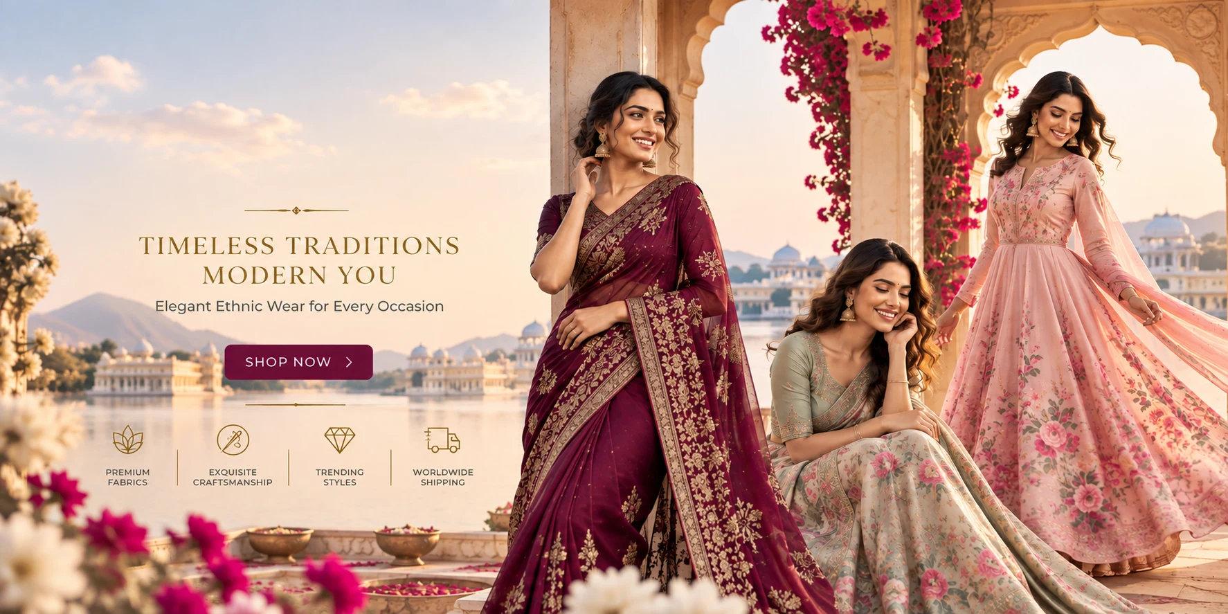 Women wearing Madhuramay sarees and ethnic wear